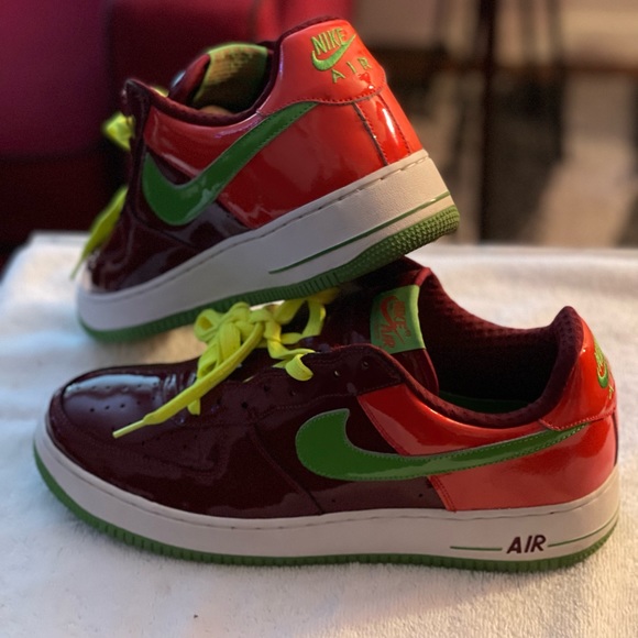 Nike Af1 Premium Sz 12 Burgandy/Lime/Orange/Wht - Picture 2 of 3